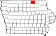 Harta statului Iowa indicând comitatul Mitchell