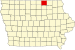 Map of Iowa highlighting Mitchell County Map of Iowa highlighting Mitchell County.svg