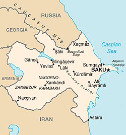 Map of the Azerbaijan Democratic Republic from 1918 to 1920