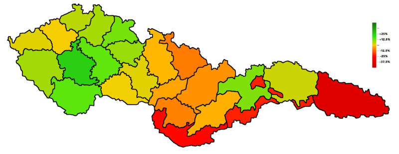 File:Map showing difference in percentage in variation from the average number of inhabitants per seat to the Czechoslovak Chamber of Deputies, using the 1930 census data.png