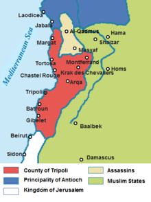 طرابلس کی صلیبی ریاست دیگر صلیبی ریاستوں مشرق قریب کے ساتھ 1135 عیسوی میں۔