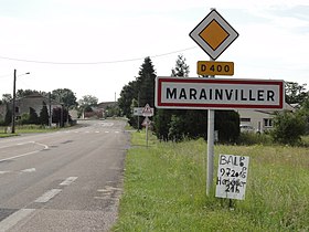 Marainviller (M-et-M) city limit sign.jpg