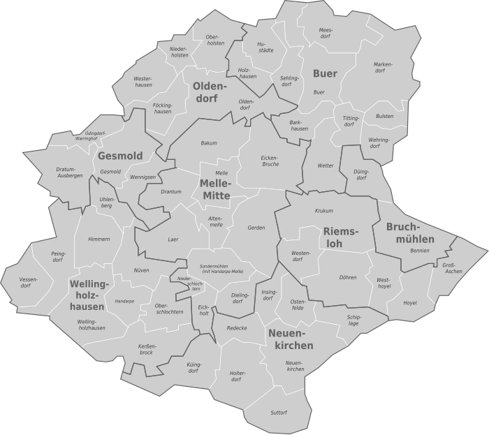 Melle is divided into districts and districts