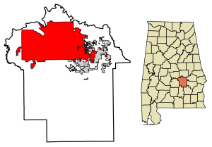 Montgomery County Alabama Incorporated and Unincorporated areas Montgomery Highlighted 0151000.svg