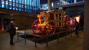 The Lord Mayor's Coach, housed in the Museum of London on London Wall Museum of London interior Lord Mayors Coach.jpg