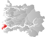 Mapa do condado de Sogn og Fjordane com Solund em destaque.