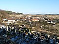 English: View of the municipality of Nezamyslice, Klatovy District, Plzeň Region, Czech Republic over the cemetery at the Church of the Assumption Čeština: Pohled k obci Nezamyslice, okres Klatovy přes hřbitov u kostela Nanebevzetí Panny Marie