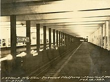 Shawmut station in 1929, shortly after opening Northerly view, inbound platform, Shawmut station, February 1929.jpg