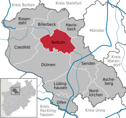 Läget för Nottuln i Kreis Coesfeld