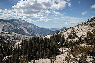 View from Olmsted Point looking across the northern face of Clouds Rest.