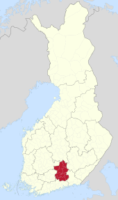 Päijät-Häme'nin Finlandiya'daki konumu