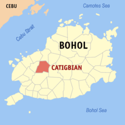 Mapa de Bohol con Catigbian resaltado