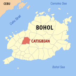 Bohol Haritası ile Catigbian vurgulanmıştır