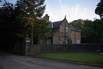 North Lodge with the entrance to Philips Park on the left. Philips Park North Lodge.jpg