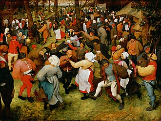 Pieter Brueghel,The Wedding Dance (c. 1566), now at the Detroit Institute of Arts. Pieter Bruegel de Oude - De bruiloft dans (Detroit).jpg