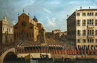 Processione dei senatori durante i funerali del doge Paolo Renier del 1789.