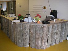 "Kelo wood" ("dead wood") used in Finland in the manufacture of rustic furniture products. Pinus sylvestris counter.jpg