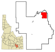 Power County Idaho Incorporated and Unincorporated areas Arbon Valley Highlighted.svg