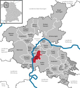 Läget för Röthlein i Landkreis Schweinfurt