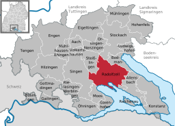Läget för Radolfzell am Bodensee i Landkreis Konstanz