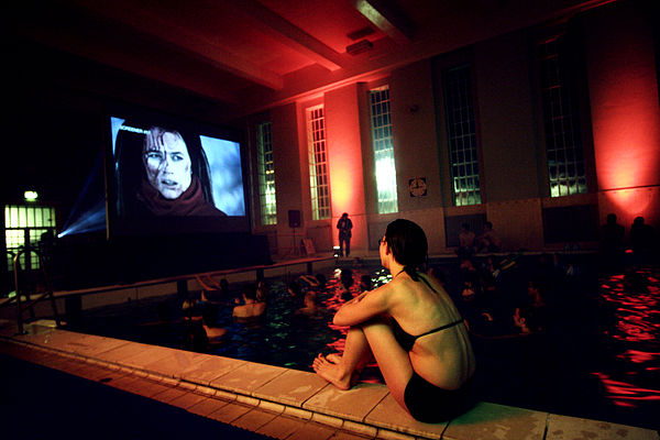 A screening was held in a swimming pool in 2009.