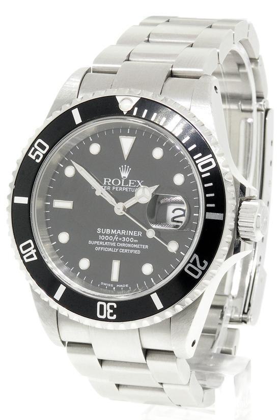 Rolex Submariner-Date ref.16610, with a water resistance of 300 meters (1000 feet). Model 16610 was produced from the year 1987 to 2010.