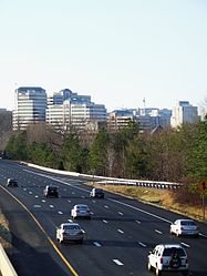 View of Plaza America, west along the Dulles Toll Road from Wiehle Ave.