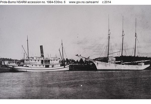 SS Dufferin and a three-masted schooner at Anderson's wharf, Sherbrooke S.S. Dufferin and a three-masted schooner at Anderson's wharf, Sherbrooke.jpg