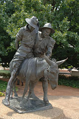 Image 42A commemorative statue of John Simpson Kirkpatrick, a famous stretcher bearer who was killed in the Gallipoli Campaign. (from Culture of Australia)