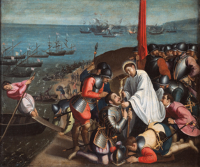 São Francisco Xavier inspira as tropas portuguesas contra os piratas de Aceh