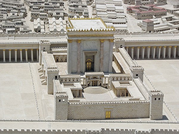 Model of Herod's Temple (inspired by the writings of Josephus) displayed within the Holyland Model of Jerusalem at the Israel Museum