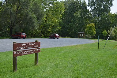 Parking area on Maryland Route 355 for the Great Seneca Stream Valley Park