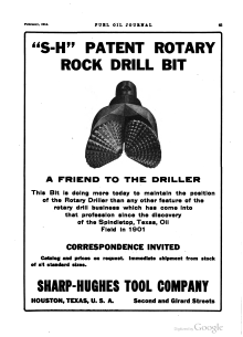 Sharp-Hughes Tool Company advertisement in Fuel Oil Journal (1914) Sharp-Hughes Tool Company advertisement in Fuel Oil Journal (February 1914).png