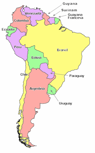 mapa sudamerica paises Anexo:Países de América del Sur por población   Wikipedia, la 