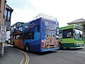 The rear of Southern Vectis 641 Ventnor Cove (R741 XRV), a Volvo Olympian/Northern Counties Palatine on Terminus Road, Cowes, Isle of Wight operating a Bestival shuttle service directly from Cowes to the Bestival 2010 site at Robin Hill.