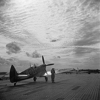 Spitfires on the airstrip near Schijndel (Netherlands) (1945)