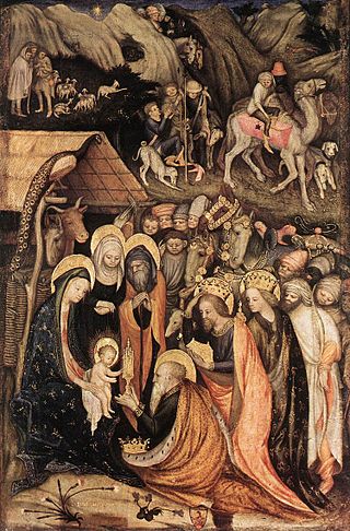 <i>Adoration of the Magi</i> (Stefano da Verona) Gothic painting by Stefano da Verona