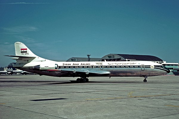 Syrian Air Sud Aviation Caravelle in old pre-1973 livery.