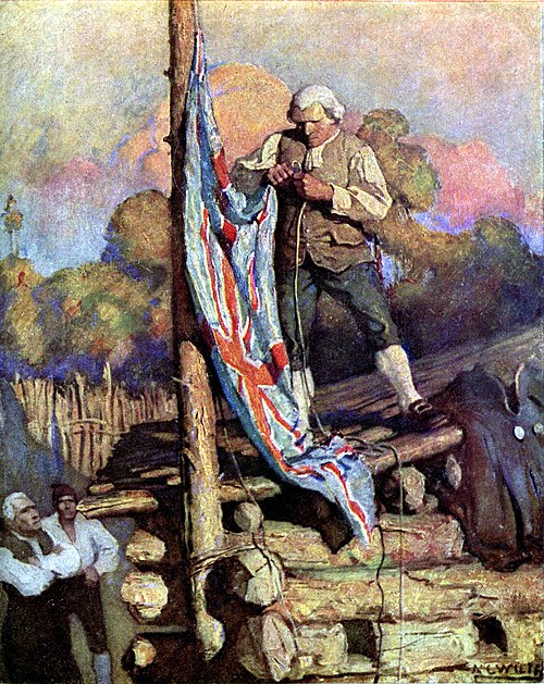 Captain Smollet Defies the Mutineers illustration by N. C. Wyeth for 1911 edition.