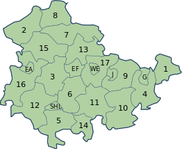 Kaart van Freistaat Thüringen