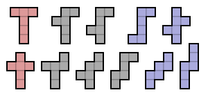 All 11 unfoldings of the cube The 11 cubic nets.svg