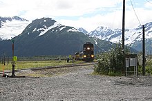 The DMU leads the Glacier Discovery The Chugach Express approaches.jpg