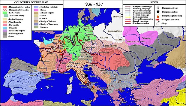 The Hungarian campaign in Europe from 936–937