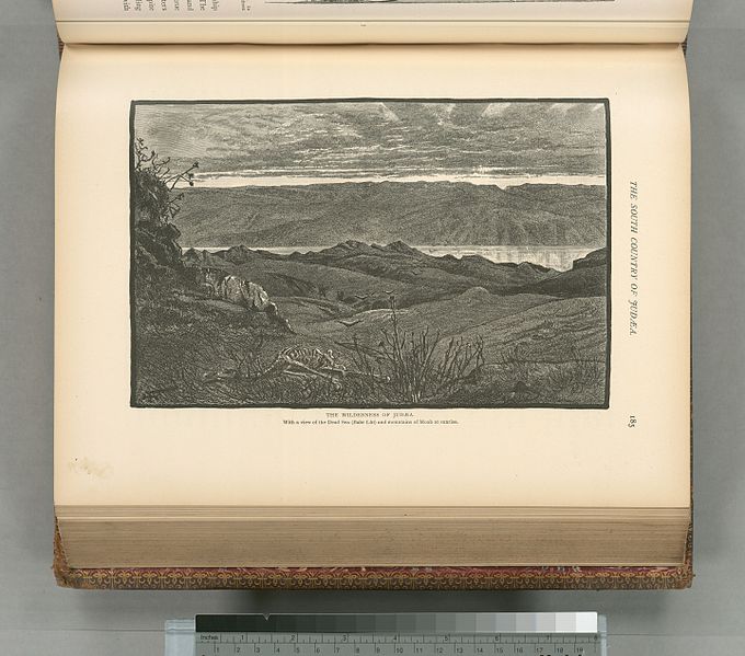 File:The wilderness of Judea. With a view of the Dead Sea (Bahr Lût) and the mountains of Moab at sunrise (NYPL b10607452-80685).jpg