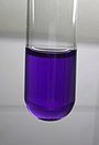 Titanium(III) compounds are characteristically violet, illustrated by this aqueous solution of titanium trichloride. TiCl3.jpg