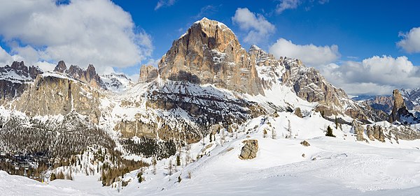 Southface of the Tofana di Rozes in the Parco naturale regionale delle Dolomiti d'Ampezzo.