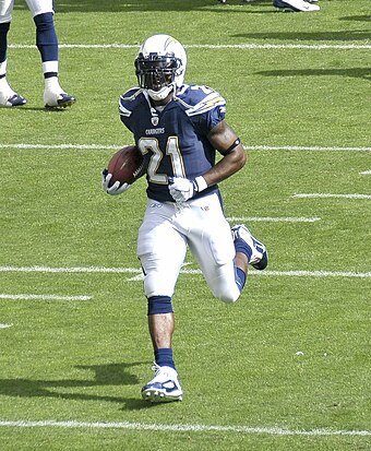 LaDainian Tomlinson was the first running back picked in the draft and set multiple NFL records in rushing touchdowns and yards in his nine seasons with the San Diego Chargers.