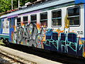 * Nomination Train Graffiti Lucca, Italy.Notafly 12:49, 30 July 2016 (UTC) * Promotion Pretty good quality photograph. There's a bit of colour bleed from the green areas, but that could be the effect in the graffiti. --Peulle 14:26, 30 July 2016 (UTC)