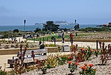 View of Presidio Tunnel Tops park with Alcatraz Island in the background