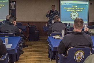 US Navy transgender training on board USS Bonhomme Richard USS Bonhomme Richard Leadership Conducts Transgender Policy Training 170125-N-NB544-006.jpg